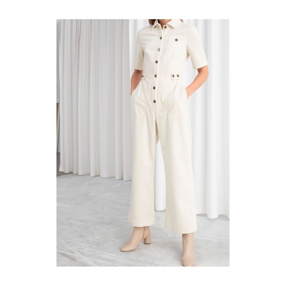 & Other Stories Pants - & other stories white cord workwear jumpsuit